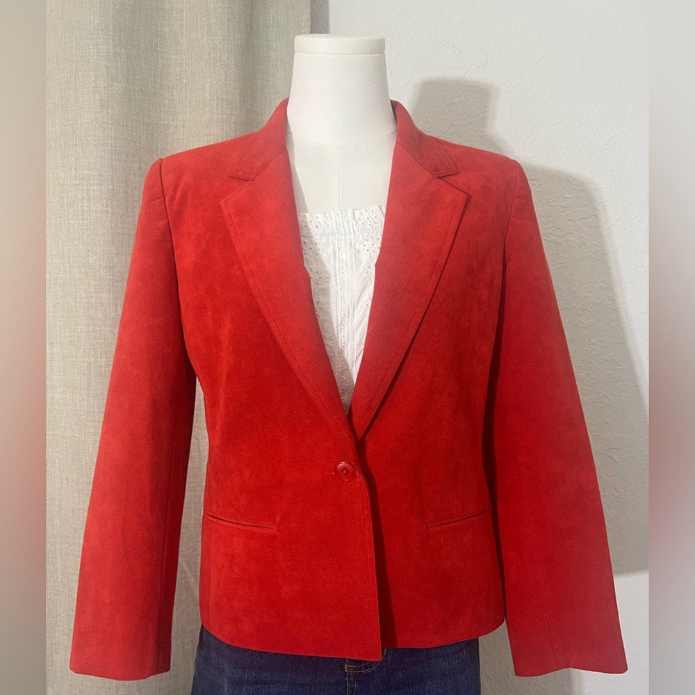 Women’s Vintage Ultrasuede Candy Red‎ Jacket/Blazer Size 6-8 Union Tag